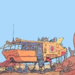 landscapes futuristic desert artwork vehicles traditional art moebius french artist 1024x768 wall_wallpaperswa.com_2