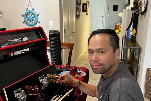 Ken building a tabletop arcade